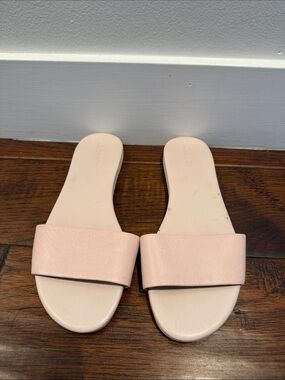 J.Crew Blush Pink Leather Single Strap Flat Slide Sandals Size 7
